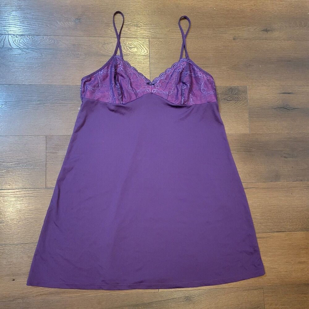 Jennifer Lopez Chemise Baby Doll Lace Dress Slip Strappy Stretch XL Purple Pink